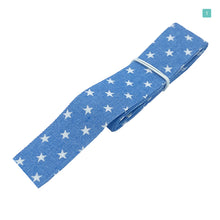 画像をギャラリービューアに読み込む, デニム調 花柄 スタープリントリボン 25mm×1m 5種類セットB デニムリボン 星 ハート 花 両折デニムリボンテープ