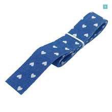 画像をギャラリービューアに読み込む, デニム調 花柄 スタープリントリボン 25mm×1m 5種類セットB デニムリボン 星 ハート 花 両折デニムリボンテープ