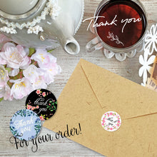 画像をギャラリービューアに読み込む, Thank you シール ありがとうシール ギフトシール 花柄 丸型 2.5cm 24種×各10枚セット