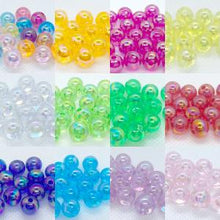 画像をギャラリービューアに読み込む, アクリルビーズ 球体 シンフォニー 8mm 100個 オーロラ加工 メタリック 光沢 ハンドメイド 資材 カラフル