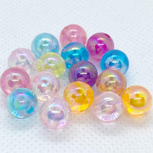 画像をギャラリービューアに読み込む, アクリルビーズ 球体 シンフォニー 8mm 100個 オーロラ加工 メタリック 光沢 ハンドメイド 資材 カラフル