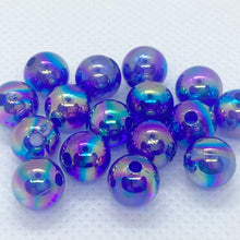 画像をギャラリービューアに読み込む, アクリルビーズ 球体 シンフォニー 8mm 100個 オーロラ加工 メタリック 光沢 ハンドメイド 資材 カラフル
