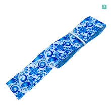 画像をギャラリービューアに読み込む, プリントリボンフラワー ブルー 25mm×1m 8種類セットA 北欧 花柄 フラワー ハンドメイド 手芸用 パーツ 布雑貨 ラッピング 包装リボン
