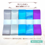 サテンリボン 無地 25mm×1m ギフト 作品 手芸 材料 ハンドメド資材 無地 アクセサリー 包装 ラッピング (5種類セット17)