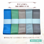 サテンリボン 無地 25mm×1m ギフト 作品 手芸 材料 ハンドメド資材 無地 アクセサリー 包装 ラッピング (5種類セット28)