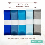サテンリボン 無地 25mm×1m ギフト 作品 手芸 材料 ハンドメド資材 無地 アクセサリー 包装 ラッピング (5種類セット55)