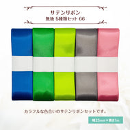 サテンリボン 無地 25mm×1m ギフト 作品 手芸 材料 ハンドメド資材 無地 アクセサリー 包装 ラッピング (5種類セット66)