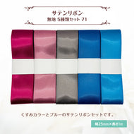 サテンリボン 無地 25mm×1m ギフト 作品 手芸 材料 ハンドメド資材 無地 アクセサリー 包装 ラッピング (5種類セット71)